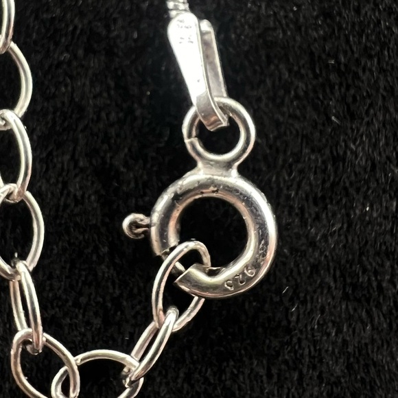 925 STERLING SILVER DOUBLE ROUNDEL CZ PENDANT NECKLACE - Picture 4 of 4